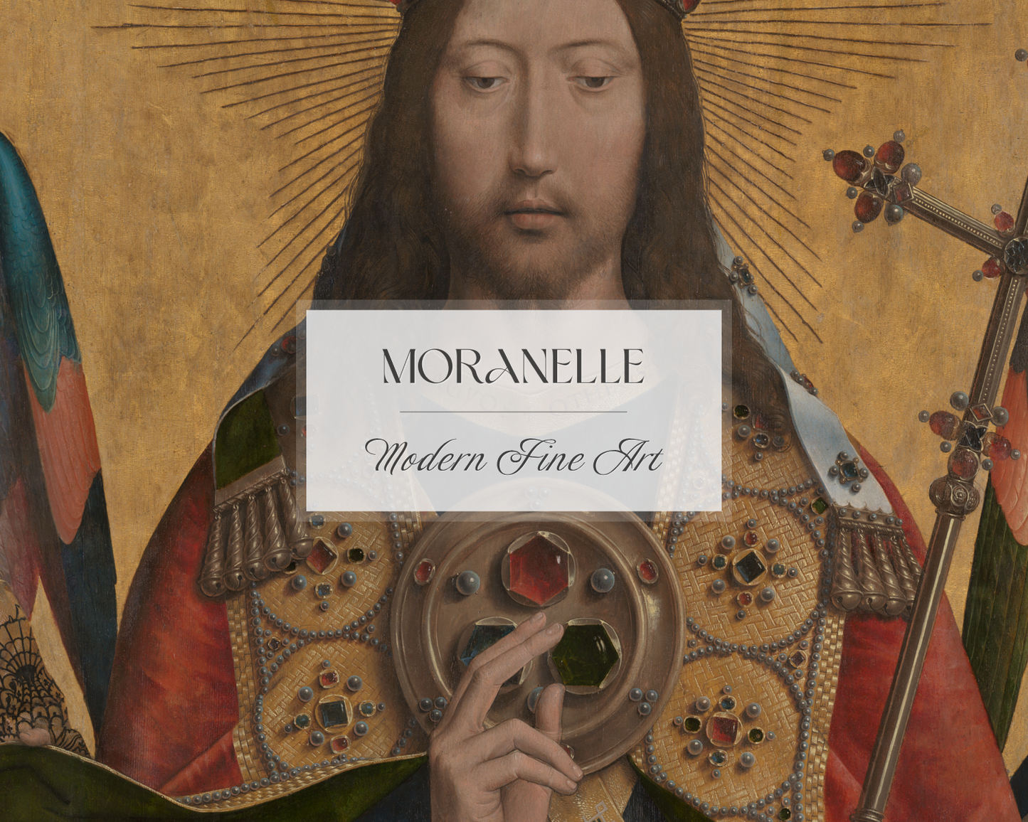 Hans Memling, Christus met zingende en musicerende engelen – close-up view highlighting texture, brushwork, and fine details of the painting.