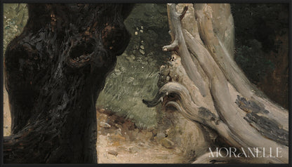 Forest Scene Painting - Close-up detail of the artwork with visible surface texture, small features, and clean contours.