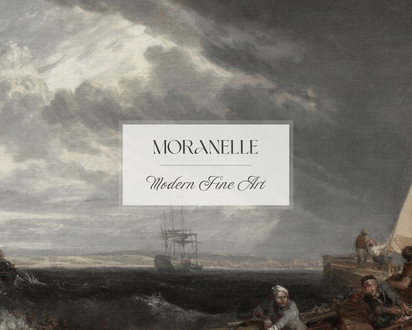 Close-up of J. M. W. Turner The Junction of the Thames and Medway painting highlighting the turbulent waves and boat details.