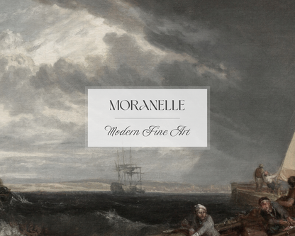 Close-up of J. M. W. Turner The Junction of the Thames and Medway painting highlighting the turbulent waves and boat details.