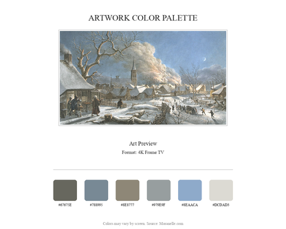 Jacob Cats Winter nacht en vuur - curated color palette inspired by the original artwork, ideal for home decor coordination.