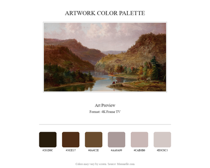 Jacob Cox Landscape with Stream - curated color palette inspired by the original artwork, ideal for home decor coordination.