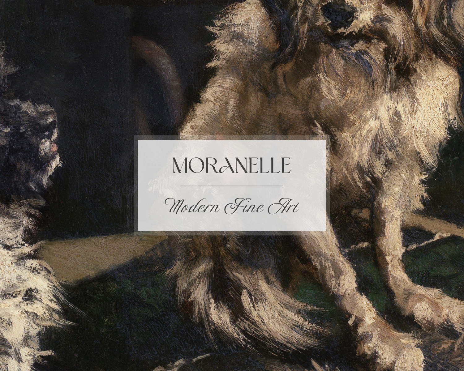 Jan Stobbaerts Dogs - close-up view highlighting texture, brushwork, and fine details of the painting.