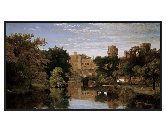 Jasper Francis Cropsey, Warwick Castle, England – full painting reproduction, digital download for Samsung Frame TV.
