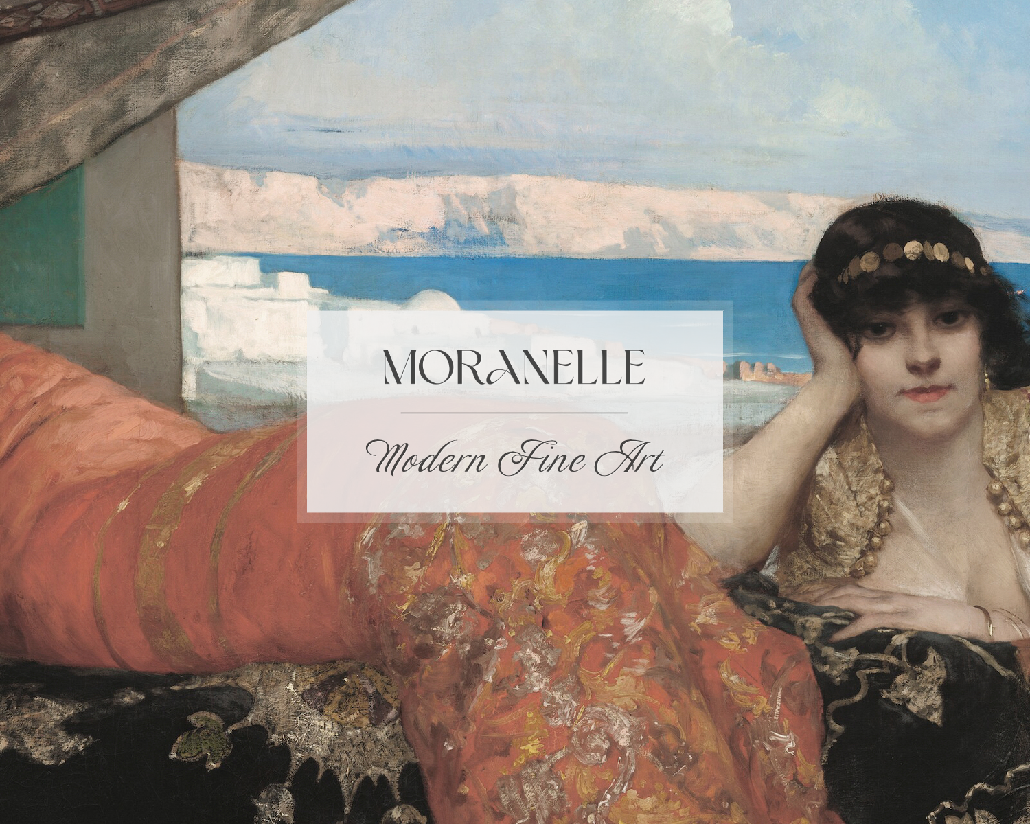 Jean-Joseph Benjamin-Constant Favorite of the Emir, Close-up of the women’s intricate clothing and the musician's instrument.