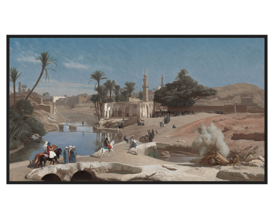 Jean-Léon Gérôme, Vue de Medinet El-Fayoum – full painting reproduction, digital download for Samsung Frame TV.