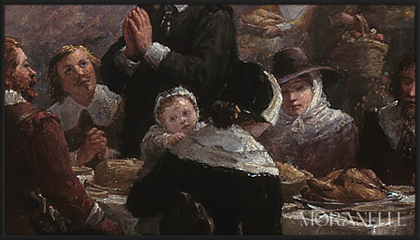 Jennie Augusta Brownscombe-Thanksgiving at Plymouth - painting details, digital download for Samsung Frame TV.
