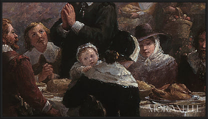 Jennie Augusta Brownscombe-Thanksgiving at Plymouth - painting details, digital download for Samsung Frame TV.