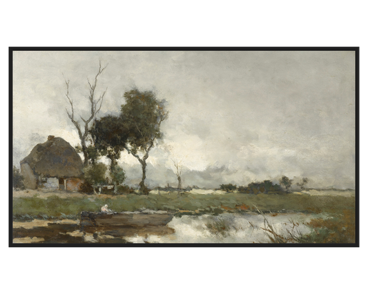 Johan Hendrik Weissenbruch, Herfstlandschap – full painting reproduction, digital download for Samsung Frame TV.