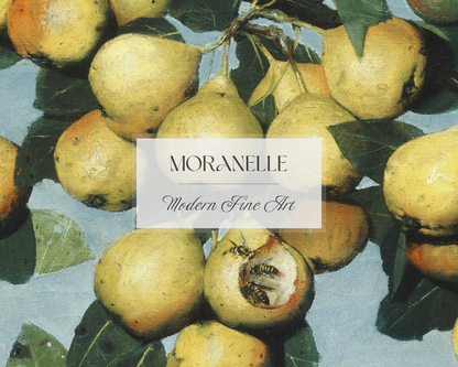 Close-up of pears showing textures and colors, highlighting their ripeness and leaves.