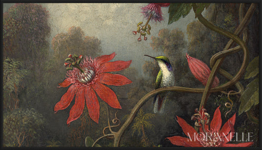 Martin Johnson Heade Hummingbird and Passionflowers - full painting reproduction, digital download for Samsung Frame TV.