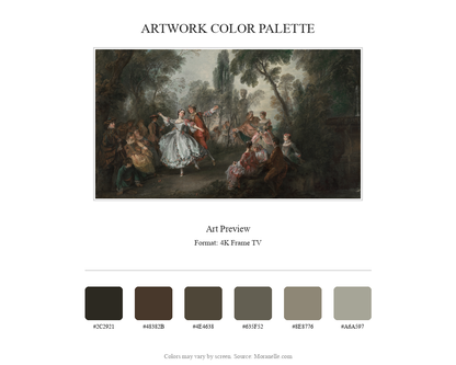 Color palette featuring greens, soft pinks, and earthy tones.