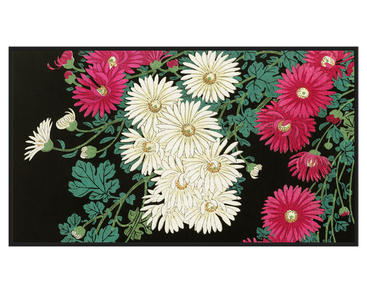 Ohara Koson, Running Water and Chrysanthemums - full painting reproduction, digital download for Samsung Frame TV.