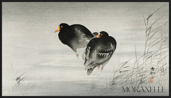 Ohara Koson, Two Moorhens - full painting reproduction, digital download for Samsung Frame TV.