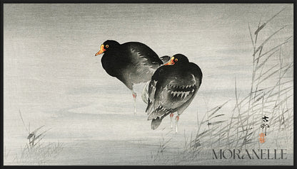 Ohara Koson, Two Moorhens - full painting reproduction, digital download for Samsung Frame TV.