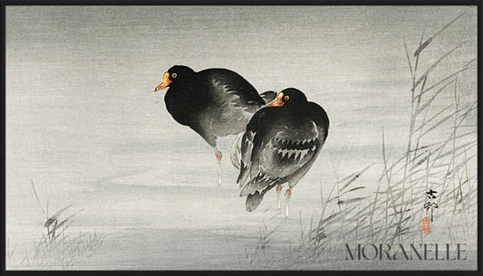 Ohara Koson, Two Moorhens - full painting reproduction, digital download for Samsung Frame TV.