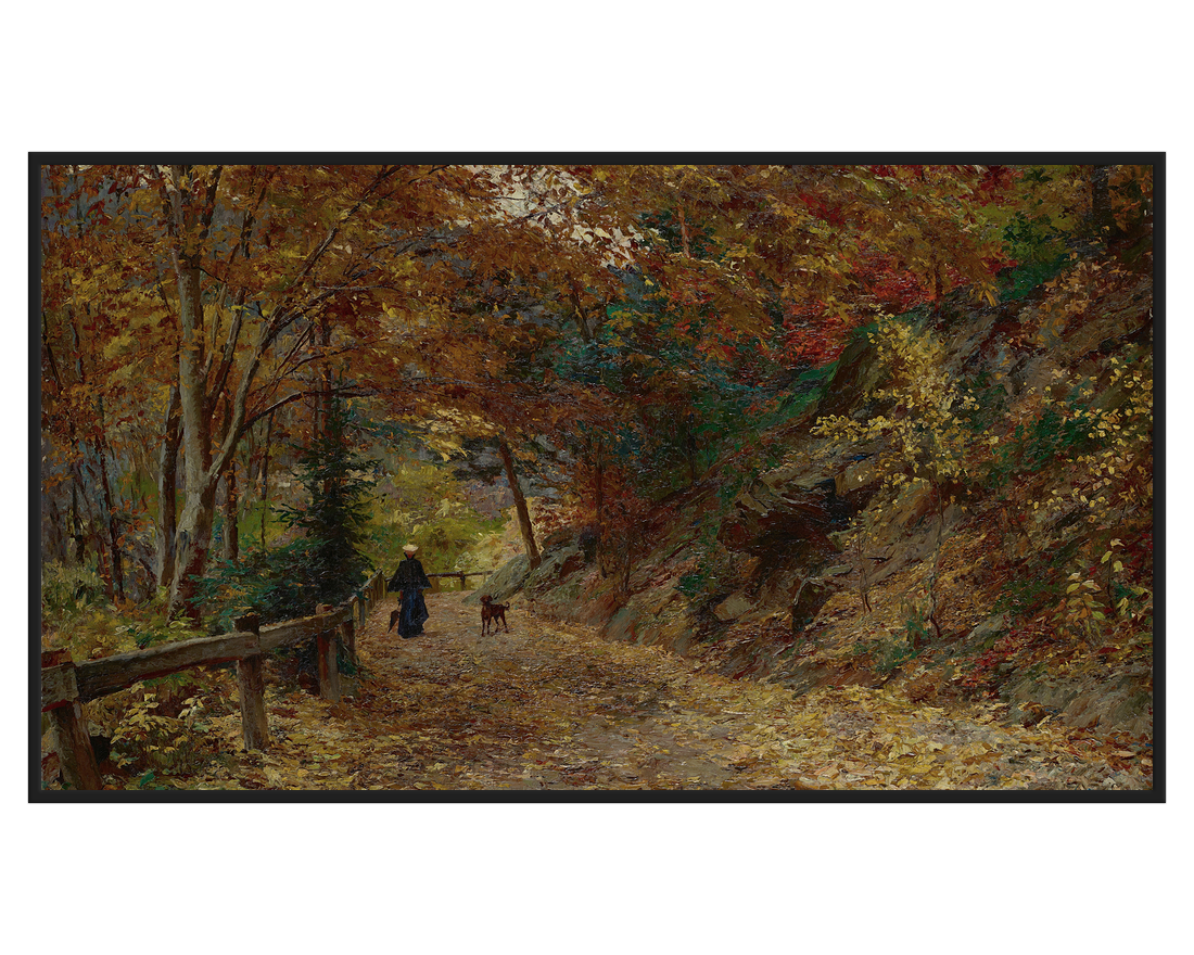 Olga Wisinger-Florian, Fallendes Laub – full painting reproduction, digital download for Samsung Frame TV.