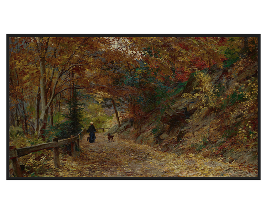 Olga Wisinger-Florian, Fallendes Laub – full painting reproduction, digital download for Samsung Frame TV.