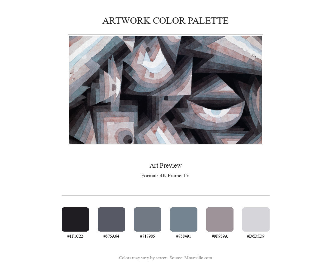 Paul Klee Crystal Gradation - curated color palette inspired by the original artwork, ideal for home decor coordination.