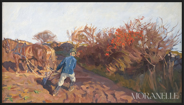 Peter Hansen, The Plowman Turns – full painting reproduction, digital download for Samsung Frame TV.