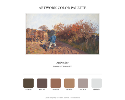 Peter Hansen, The Plowman Turns – curated color palette inspired by the original artwork, ideal for home decor coordination.