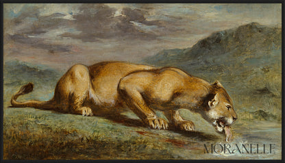 Pierre Andrieu, Lionne blessee - full painting reproduction, digital download for Samsung Frame TV.