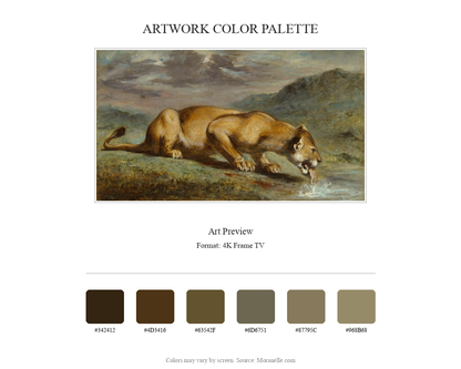 Pierre Andrieu Lionne blessée - curated color palette inspired by the original artwork, ideal for home decor coordination.
