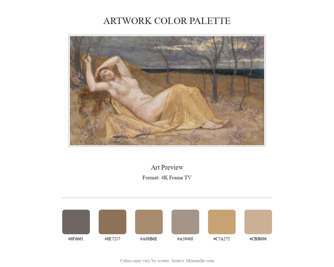 Pierre Puvis de Chavannes Tamaris - curated color palette inspired by the original artwork, ideal for home decor coordination.