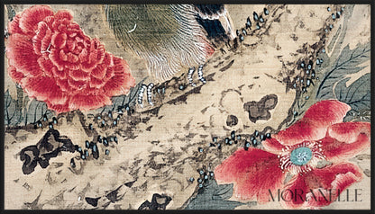Sō Shiseki, Parakeets among Hydrangeas and Poppies – painting details, digital download for Samsung Frame TV.