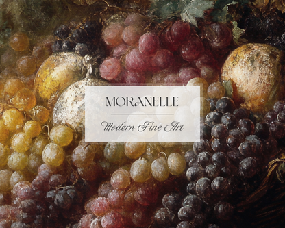 Close-up showing the intricate textures and colors of the grapes and apples.