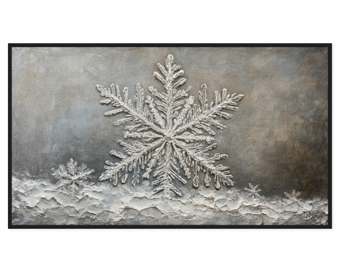 Decorative mat with a large snowflake design on a textured background