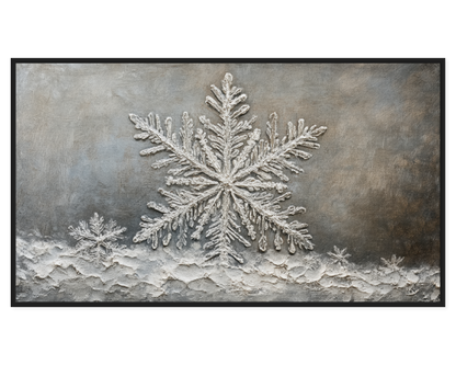 Decorative mat with a large snowflake design on a textured background