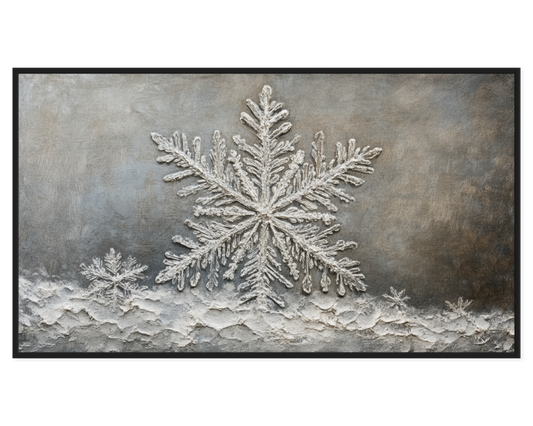 Decorative mat with a large snowflake design on a textured background