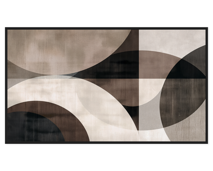 Abstract Geometric Painting featuring soft curves and sharp lines in muted colors.