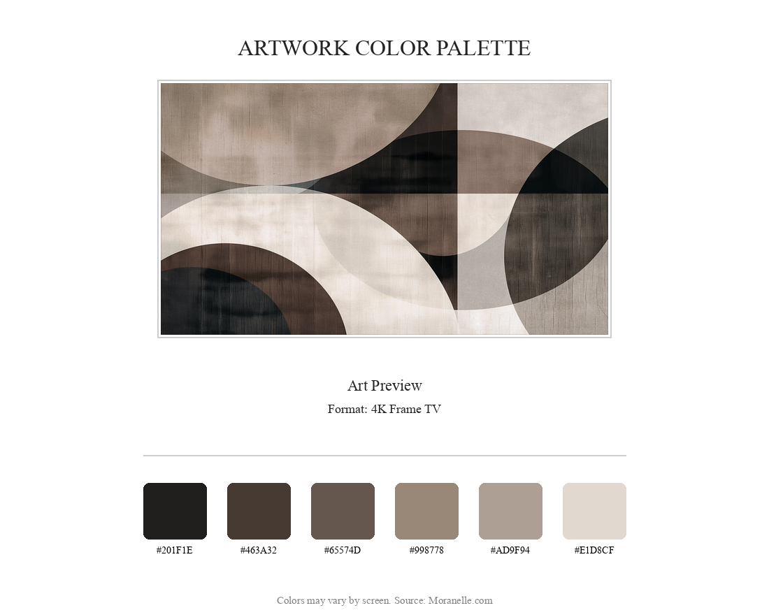 Artwork preview with a palette of browns, grays, and whites.