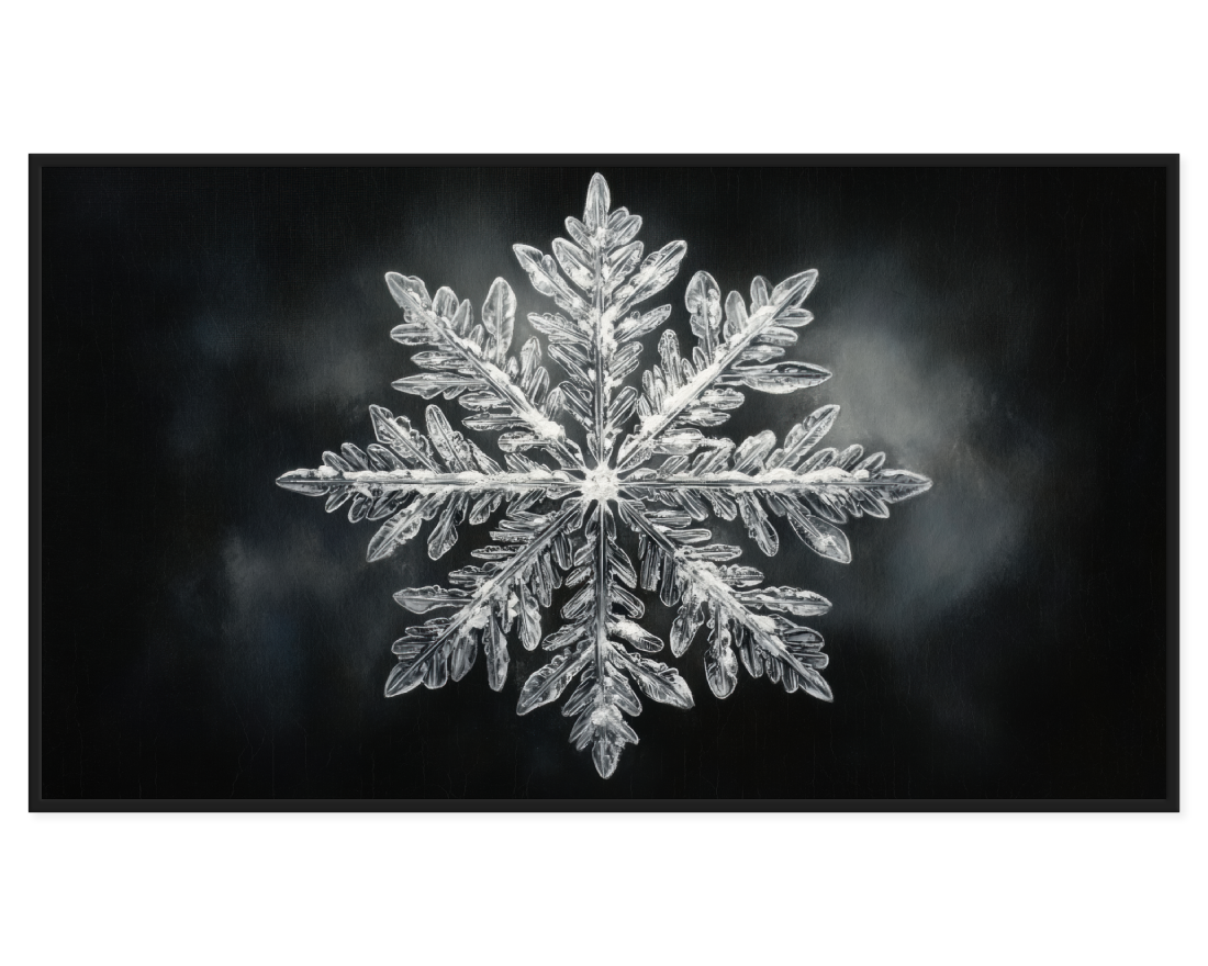 Snowflake Painting featuring an intricate snowflake design on a dark background.