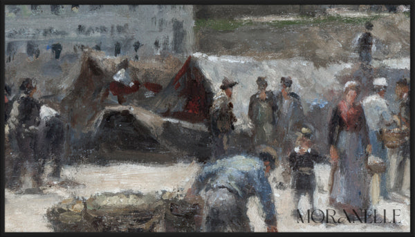 River market scene in Paris - Close-up detail of the artwork with visible surface texture, small features, and clean contours.