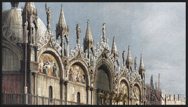 Venetian plaza painting - Close-up detail of the artwork with visible surface texture, small features, and clean contours.