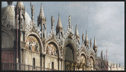 Venetian plaza painting - Close-up detail of the artwork with visible surface texture, small features, and clean contours.