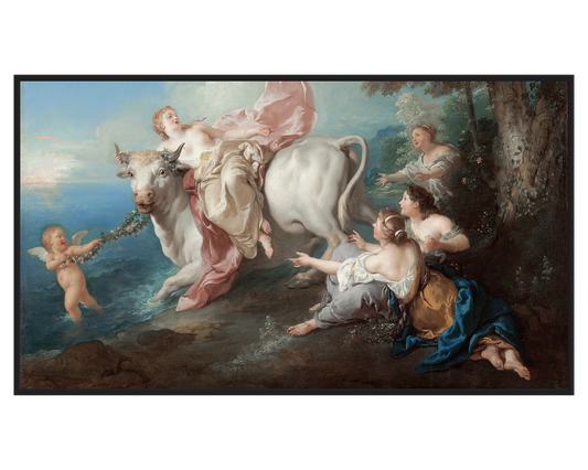 The Abduction of Europa painting showing Europa on a bull by the ocean with other figures.