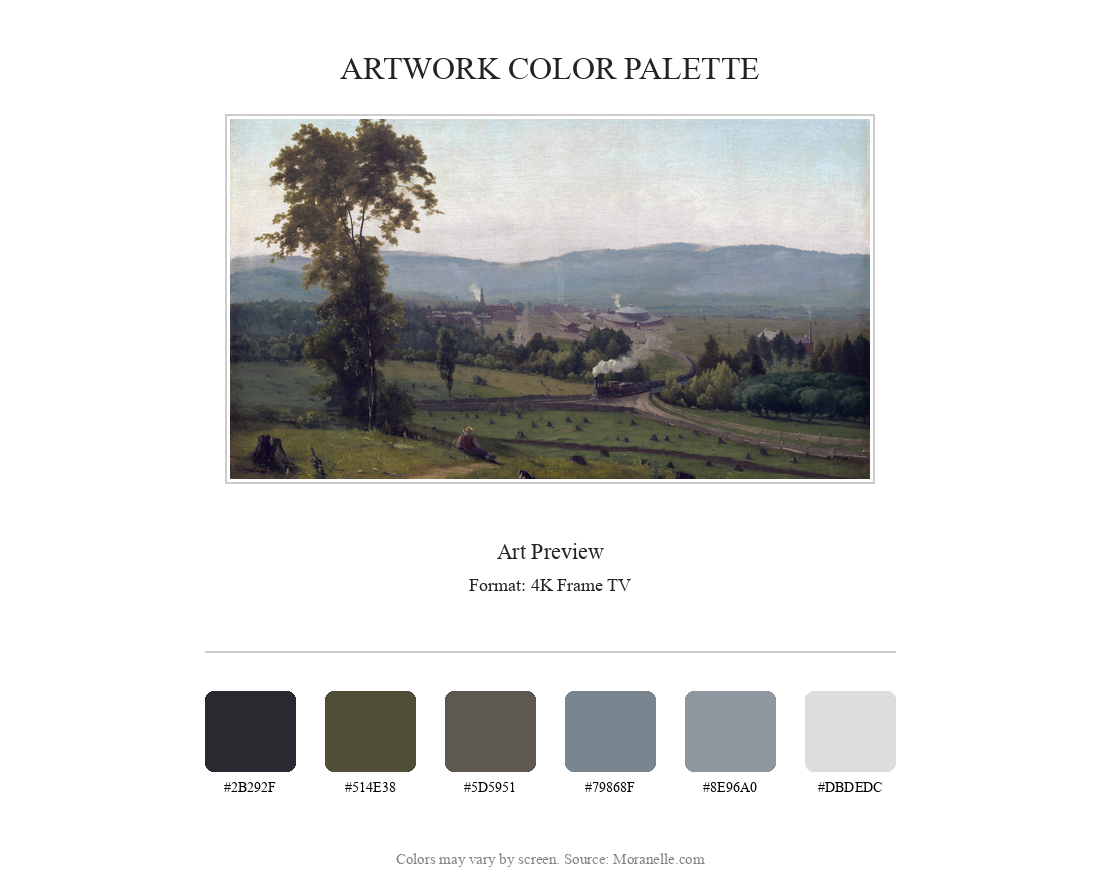 Artwork preview with dominant colors: green, blue, brown.