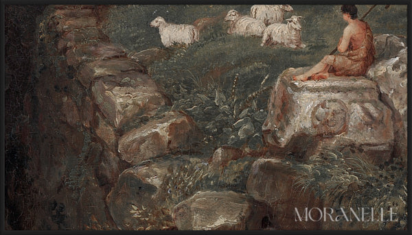 Coastal Tower Painting - Close-up detail of the artwork with visible surface texture, small features, and clean contours.