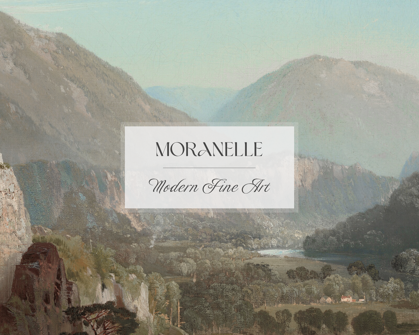 Close-up of the painting revealing detailed brushwork and vibrant colors in the landscape.