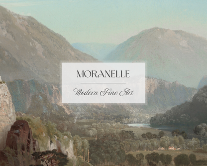 Close-up of the painting revealing detailed brushwork and vibrant colors in the landscape.