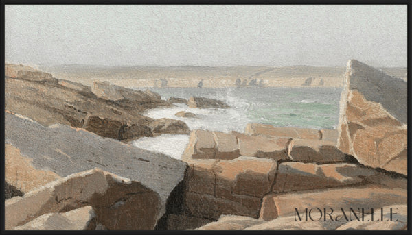 Coastal Rock Painting - Close-up detail of the artwork with visible surface texture, small features, and clean contours.