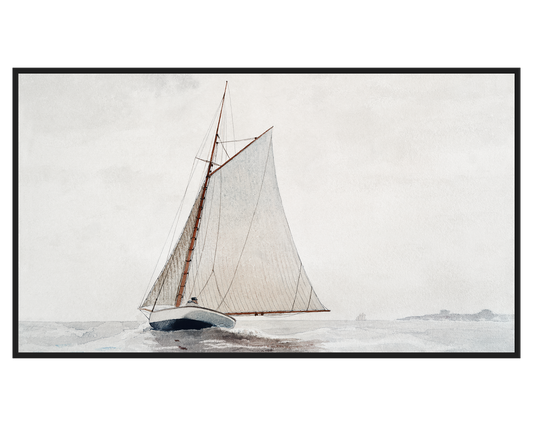 Winslow Homer, Sailing off Gloucester – full painting reproduction, digital download for Samsung Frame TV.