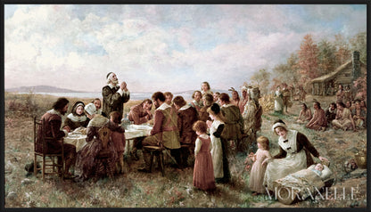 Jennie Augusta Brownscombe, The first thanksgiving at Plymouth - full painting reproduction, digital download for Samsung Frame TV.