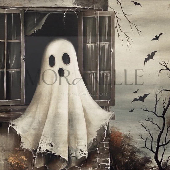 Slow slide of the haunted ghost painting showing the ghost and surrounding details.