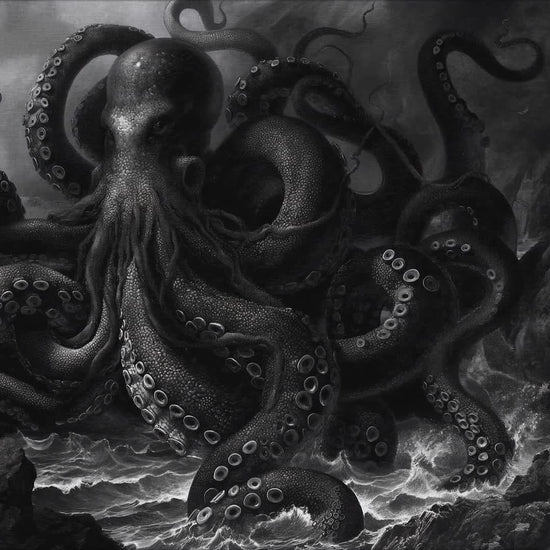Painting of an octopus sea-monster.