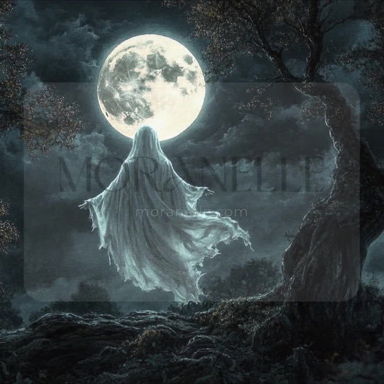 Slow RTL slide showcasing the ghostly figure and the glowing moon.